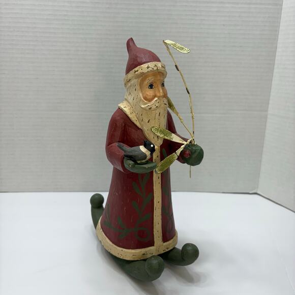 Vintage Y2K Hand-carved Hand-painted wooden Folk Art Old World Santa xmas Decor - Picture 3 of 8